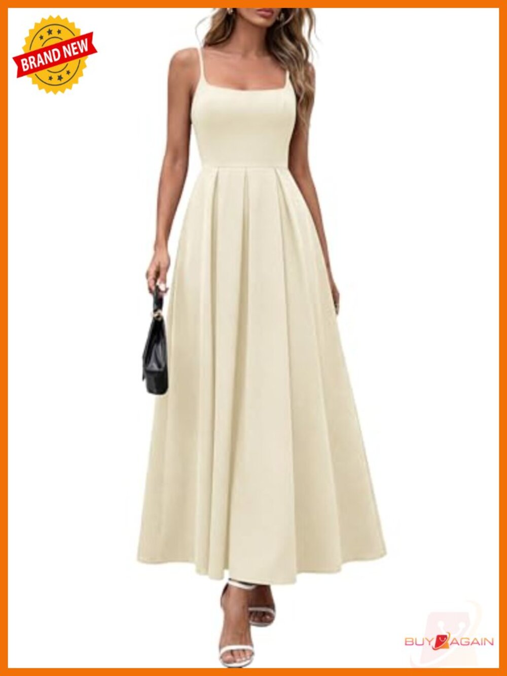 PRETTYGARDEN Women's A-Line Ruffle Maxi Dress Spaghetti Strap Cocktail